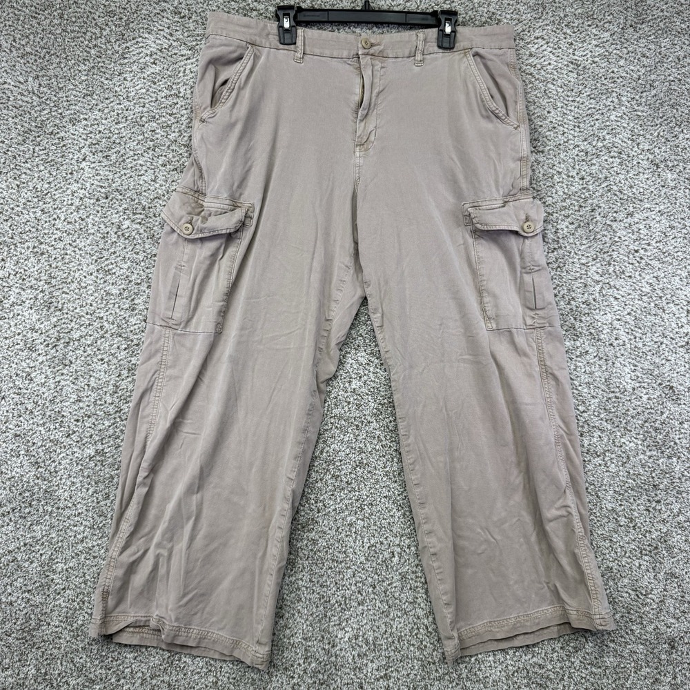 American Eagle Mid Rise Baggy Wide Leg Cargo Pants Women's Size 18 Tan Brown